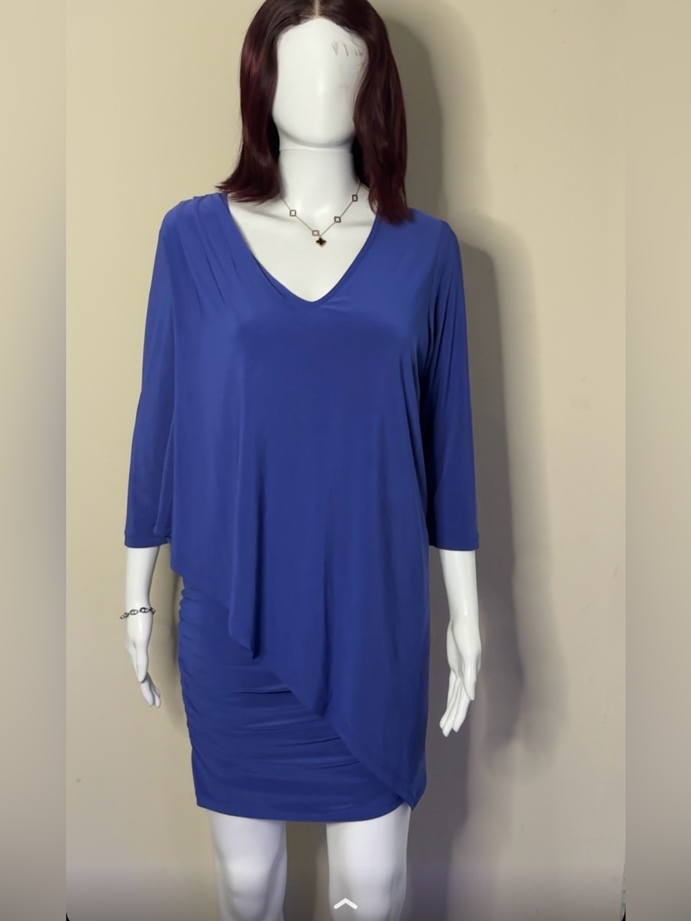 Last Tango Royal Blue V-Neck Asymmetric Long Sleeve Dress